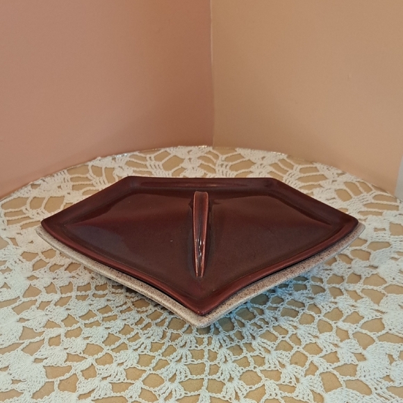 Brown Ceramic Geometric Vintage Trinket Box - Picture 2 of 5